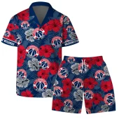 Washington Wizards Hibiscus Paradise Hawaiian Shirt Front With Short - TeeAloha