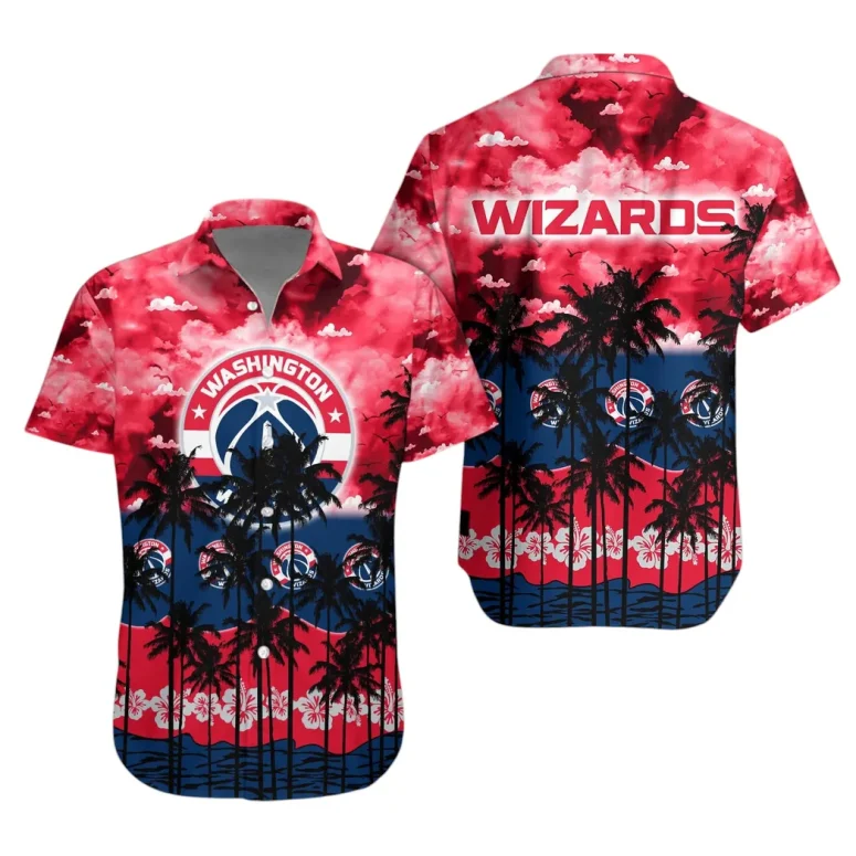 Washington Wizards Sunset Palms Hawaiian Shirt