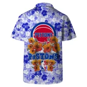 Detroit Pistons Floral Breeze Hawaiian Shirt Back - TeeAloha