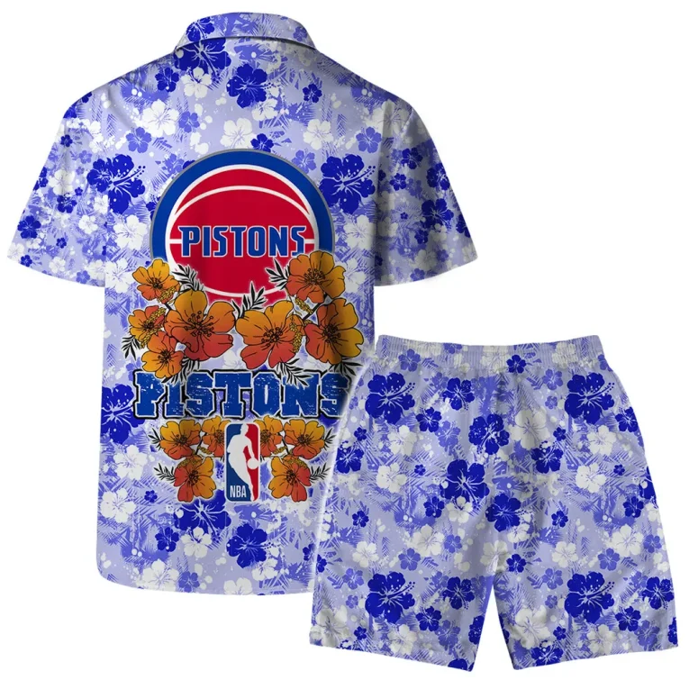 Detroit Pistons Floral Breeze Hawaiian Shirt