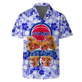 Detroit Pistons Floral Breeze Hawaiian Shirt Front - TeeAloha