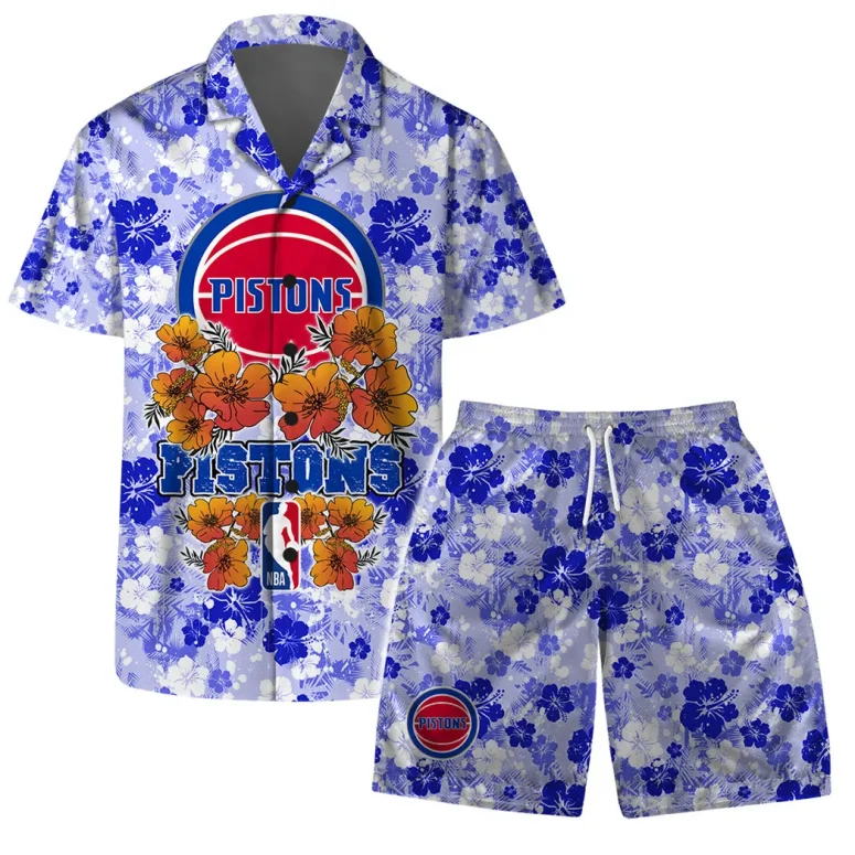 Detroit Pistons Floral Breeze Hawaiian Shirt