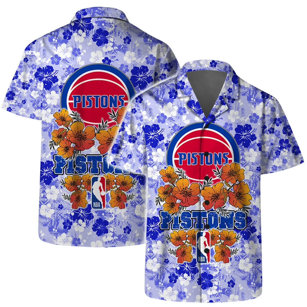 Detroit Pistons Floral Breeze Hawaiian Shirt