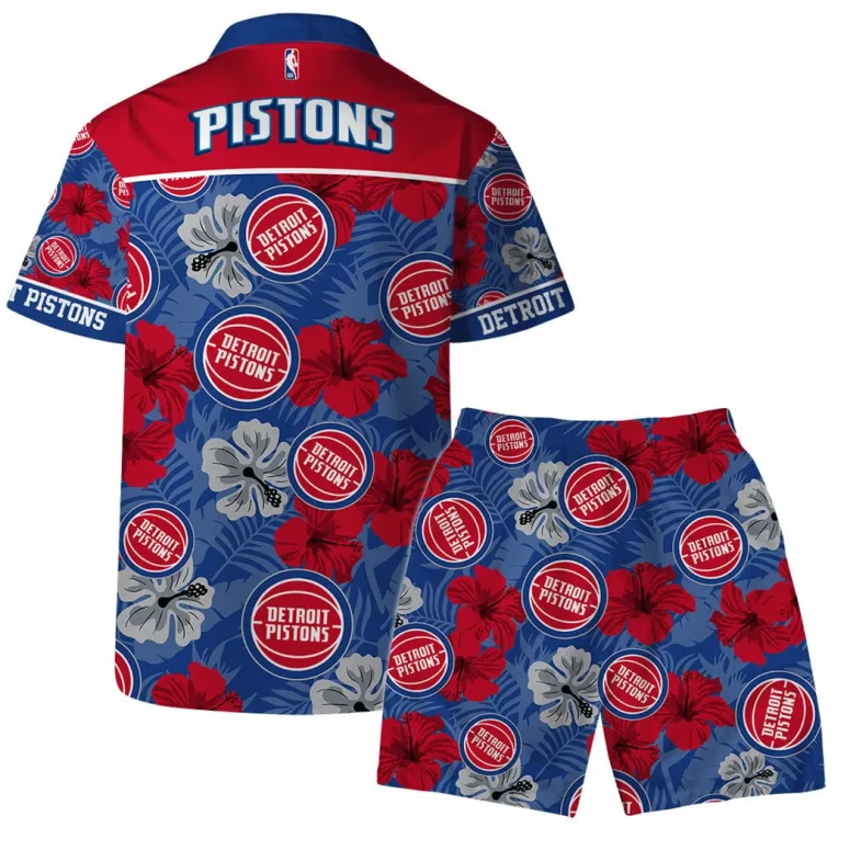 Detroit Pistons Hibiscus Heat Hawaiian Shirt