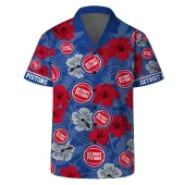 Detroit Pistons Hibiscus Heat Hawaiian Shirt Front - TeeAloha