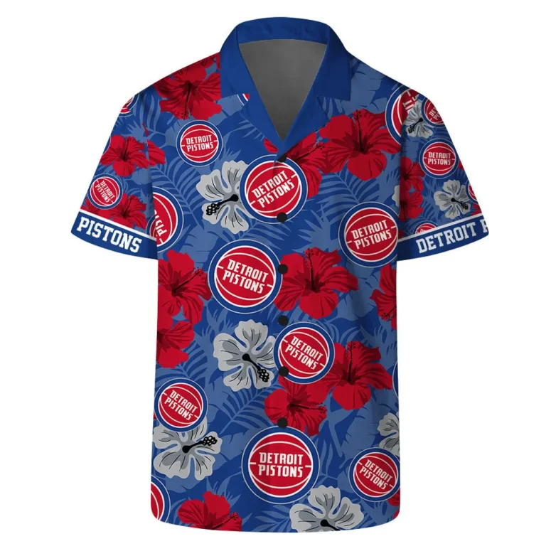 Detroit Pistons Hibiscus Heat Hawaiian Shirt