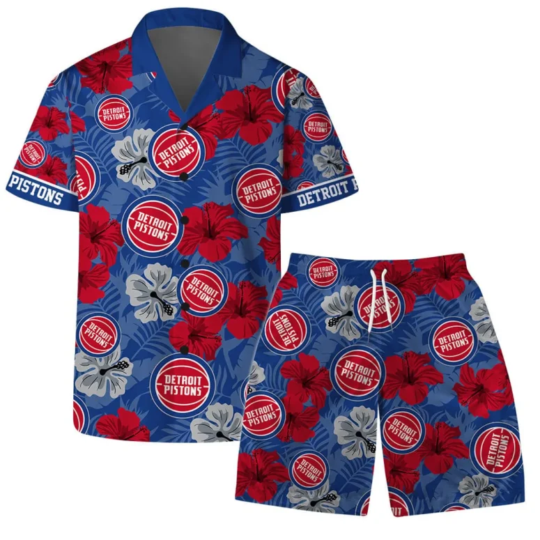 Detroit Pistons Hibiscus Heat Hawaiian Shirt
