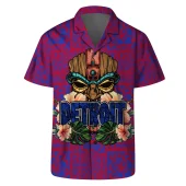 Detroit Pistons Tiki Vibes Hawaiian Shirt Front - TeeAloha