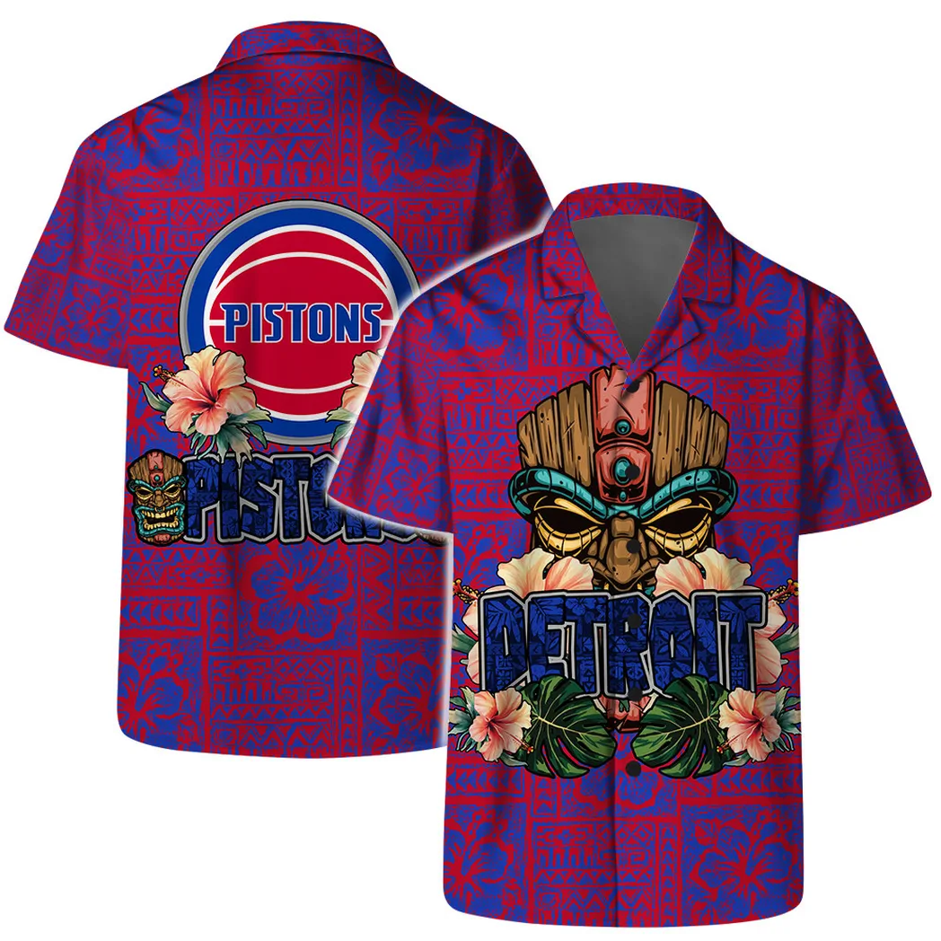 Detroit Pistons Tiki Vibes Hawaiian Shirt