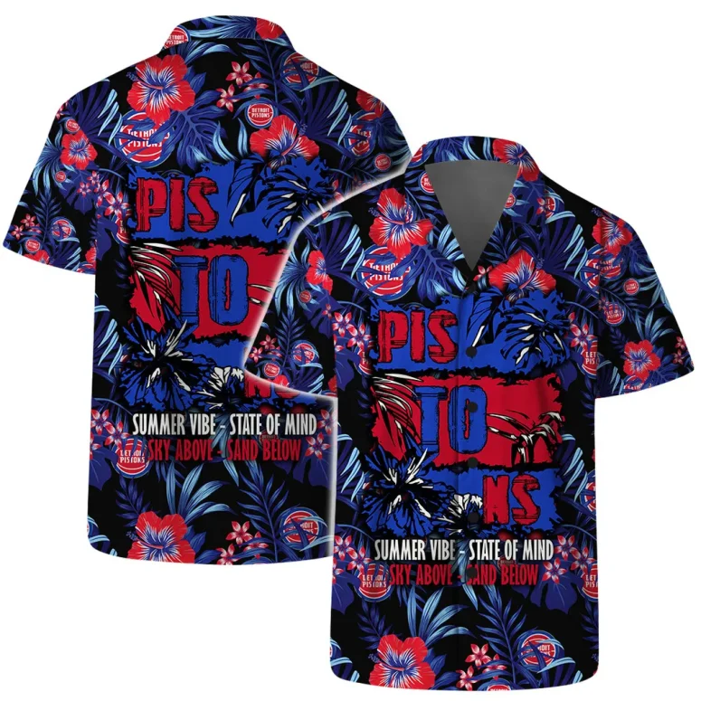 Detroit Pistons Tropical Blaze Hawaiian Shirt