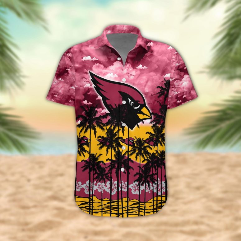 Arizona Cardinals Palm Trees Sunset Hawaiian Shirt