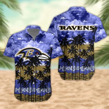 Baltimore Ravens Palm Trees Sunset Hawaiian Shirt