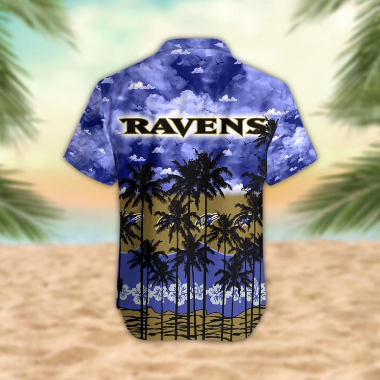 Baltimore Ravens Palm Trees Sunset Hawaiian Shirt