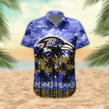 Baltimore Ravens Palm Trees Sunset Hawaiian Shirt
