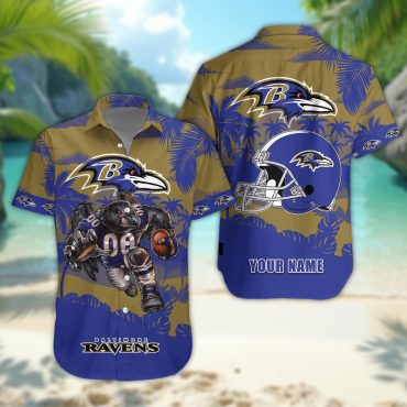 Baltimore Ravens Personalized Gridiron Warrior Hawaiian Shirt