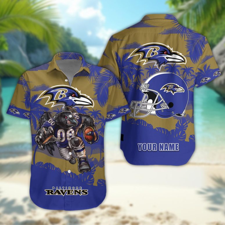 Baltimore Ravens Personalized Gridiron Warrior Hawaiian Shirt