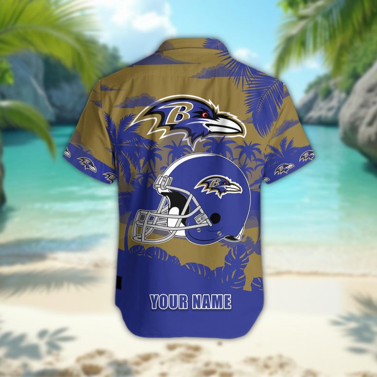 Baltimore Ravens Personalized Gridiron Warrior Hawaiian Shirt