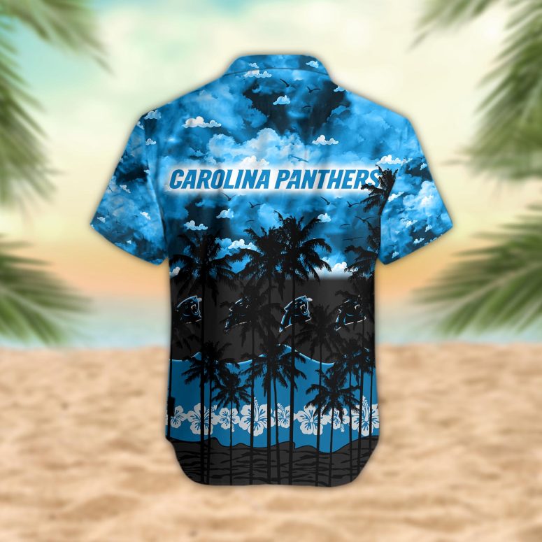 Carolina Panthers Palm Trees Sunset Hawaiian Shirt