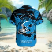 Carolina Panthers Personalized Gridiron Warrior Hawaiian Shirt Back - TeeAloha