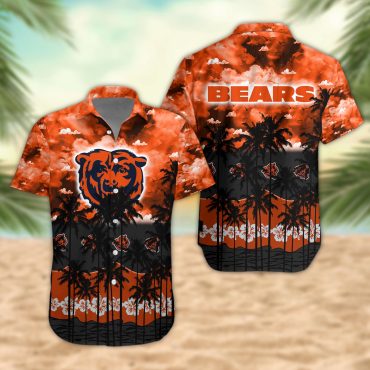 Chicago Bears Palm Trees Sunset Hawaiian Shirt