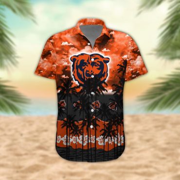 Chicago Bears Palm Trees Sunset Hawaiian Shirt