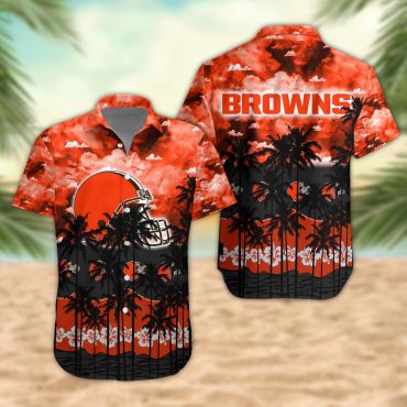 Cleveland Browns Palm Trees Sunset Hawaiian Shirt