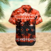 Cleveland Browns Palm Trees Sunset Hawaiian Shirt Back - TeeAloha