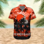 Cleveland Browns Palm Trees Sunset Hawaiian Shirt Front - TeeAloha
