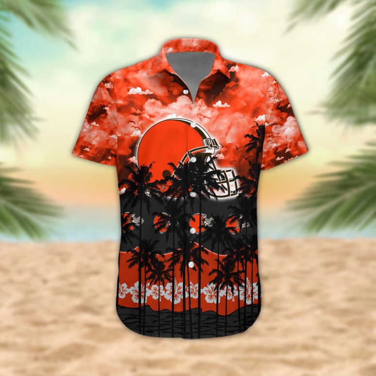 Cleveland Browns Palm Trees Sunset Hawaiian Shirt
