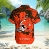 Cleveland Browns Personalized Gridiron Warrior Hawaiian Shirt Back - TeeAloha