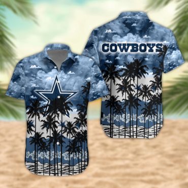 Dallas Cowboys Palm Trees Sunset Hawaiian Shirt