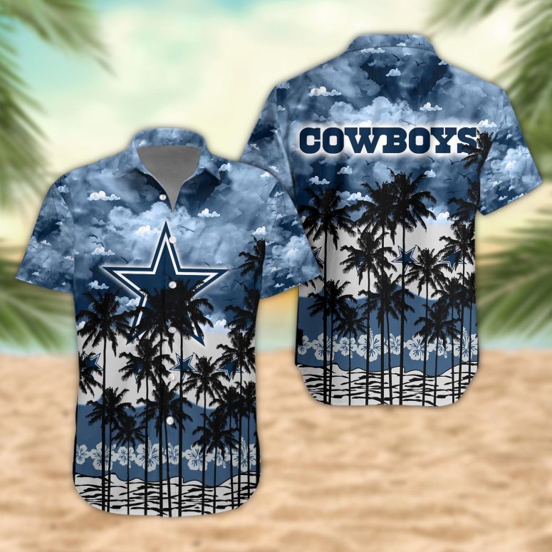 Dallas Cowboys Palm Trees Sunset Hawaiian Shirt