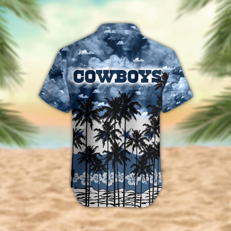 Dallas Cowboys Palm Trees Sunset Hawaiian Shirt