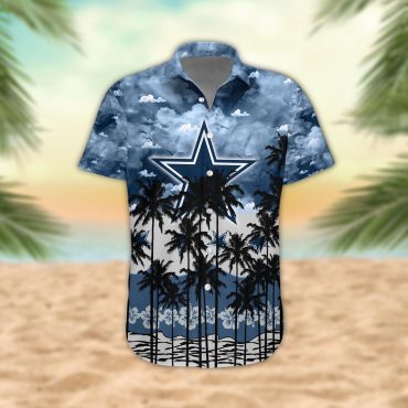 Dallas Cowboys Palm Trees Sunset Hawaiian Shirt