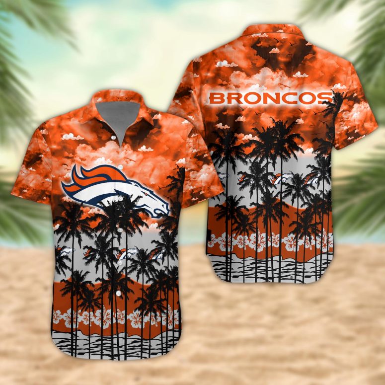 Denver Broncos Palm Trees Sunset Hawaiian Shirt