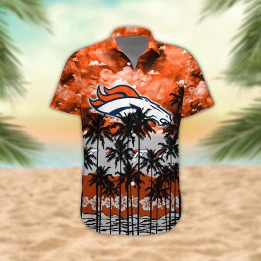 Denver Broncos Palm Trees Sunset Hawaiian Shirt