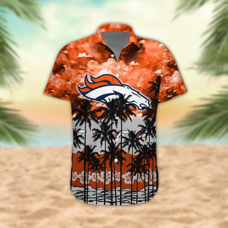 Denver Broncos Palm Trees Sunset Hawaiian Shirt