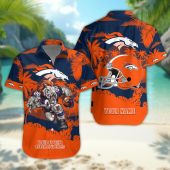 Denver Broncos Personalized Gridiron Warrior Hawaiian Shirt - TeeAloha