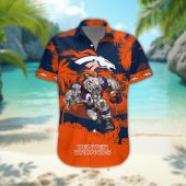 Denver Broncos Personalized Gridiron Warrior Hawaiian Shirt Front - TeeAloha