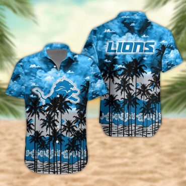 Detroit Lions Palm Trees Sunset Hawaiian Shirt