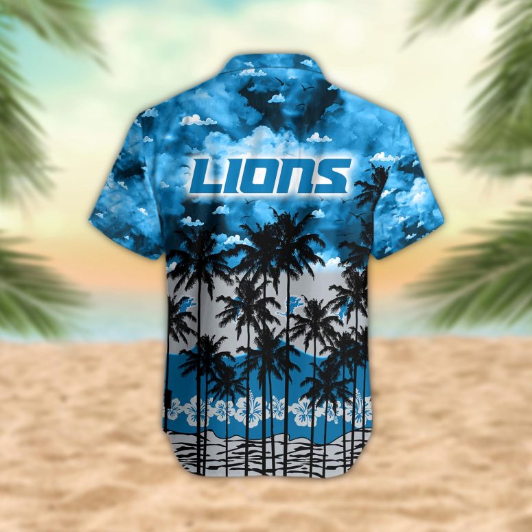 Detroit Lions Palm Trees Sunset Hawaiian Shirt
