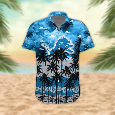 Detroit Lions Palm Trees Sunset Hawaiian Shirt