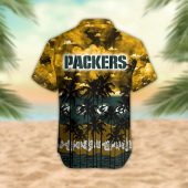 Green Bay Packers Palm Trees Sunset Hawaiian Shirt Back - TeeAloha