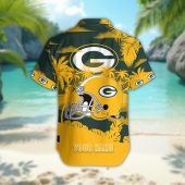 Green Bay Packers Personalized Gridiron Warrior Hawaiian Shirt Back - TeeAloha