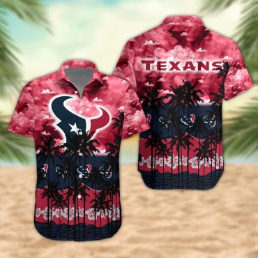 Houston Texans Palm Trees Sunset Hawaiian Shirt