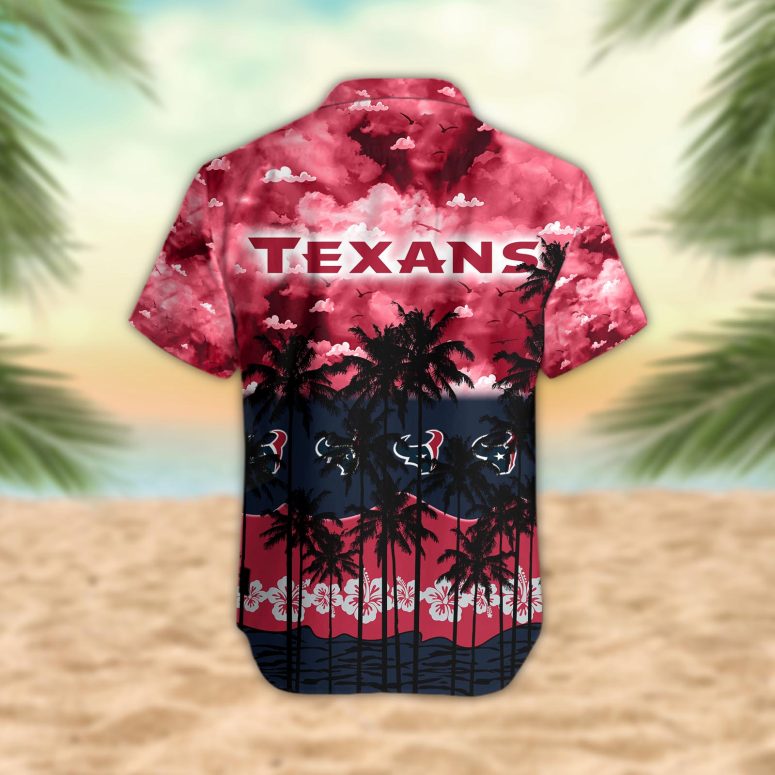 Houston Texans Palm Trees Sunset Hawaiian Shirt