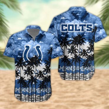Indianapolis Colts Palm Trees Sunset Hawaiian Shirt