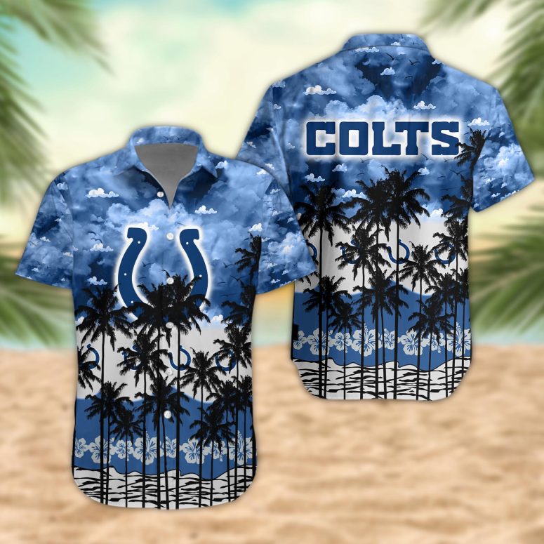 Indianapolis Colts Palm Trees Sunset Hawaiian Shirt