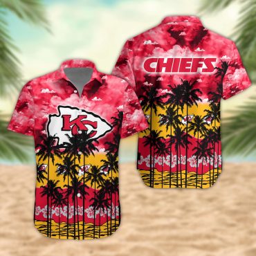 Kansas City Chiefs Palm Trees Sunset Hawaiian Shirt