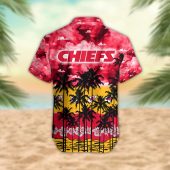 Kansas City Chiefs Palm Trees Sunset Hawaiian Shirt Back - TeeAloha